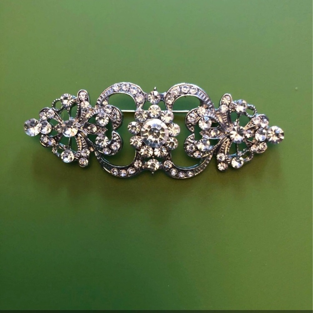 Silver Rhinestone Brooch
